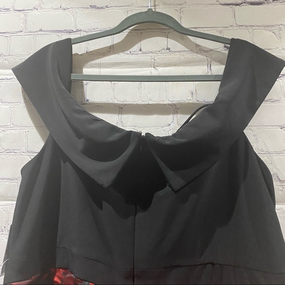 Morgan & Co Off Shoulder Black/Red Floral Dress - Picture 6 of 6